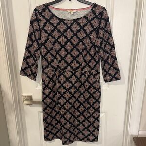 Boden Black and Pink Geometric Midi Dress